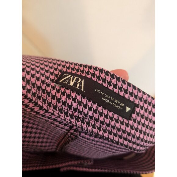 ZARA Women's M Pink/Purple Houndstooth Pull-on Pants, EUC - Picture 5 of 6
